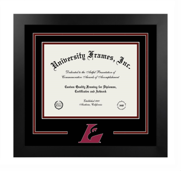 Logo Mat Frame in Manhattan Black with Black & Maroon Mats for DOCUMENT: 8 1/2"H X 11"W  