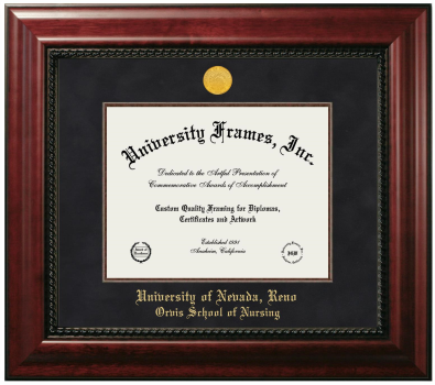 Diploma Frame in Executive with Mahogany Fillet with Black Suede Mat for DOCUMENT: 8 1/2"H X 11"W  