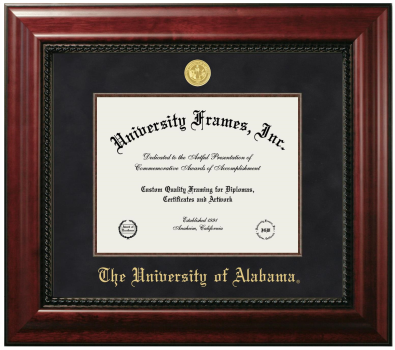 Diploma Frame in Executive with Mahogany Fillet with Black Suede Mat for DOCUMENT: 8 1/2"H X 11"W  