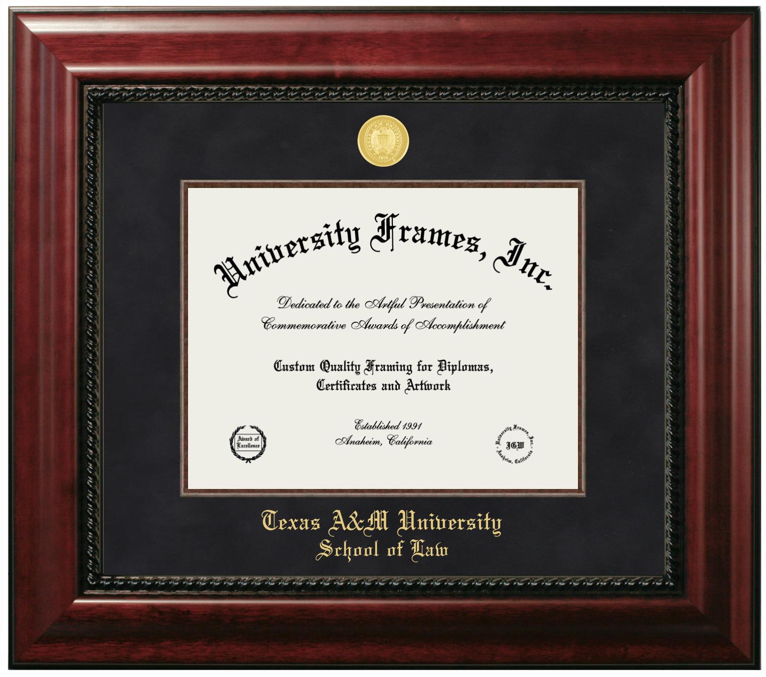 Texas A&M University School of Law Diploma Frame in Executive with