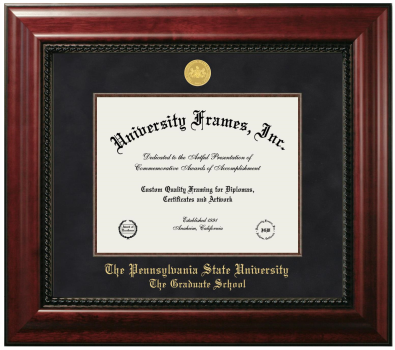 Pennsylvania State University The Graduate School Diploma Frame in Executive with Mahogany Fillet with Black Suede Mat for DOCUMENT: 8 1/2"H X 11"W  