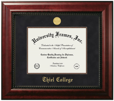 Thiel College Diploma Frame in Executive with Mahogany Fillet with Black Suede Mat for DOCUMENT: 8 1/2"H X 11"W  