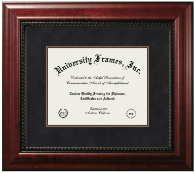 Langston University Diploma Frame in Executive with Mahogany Fillet with Black Suede Mat for DOCUMENT: 8 1/2"H X 11"W  