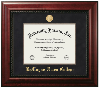 LeMoyne-Owen College Diploma Frame in Executive with Mahogany Fillet with Black Suede Mat for DOCUMENT: 8 1/2"H X 11"W  