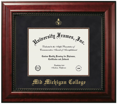 Diploma Frame in Executive with Mahogany Fillet with Black Suede Mat for DOCUMENT: 8 1/2"H X 11"W  