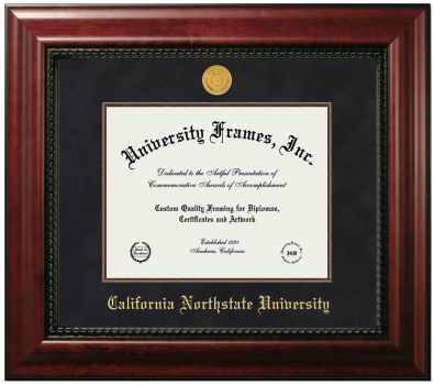 California Northstate University Diploma Frame in Executive with Mahogany Fillet with Black Suede Mat for DOCUMENT: 8 1/2"H X 11"W  