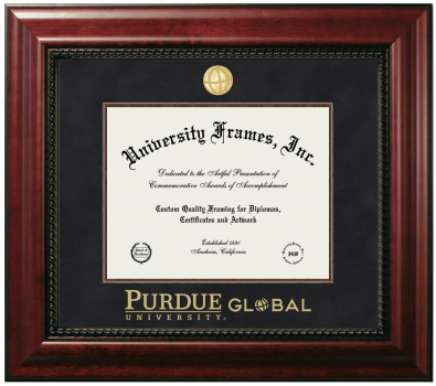 Diploma Frame in Executive with Mahogany Fillet with Black Suede Mat for DOCUMENT: 8 1/2"H X 11"W  