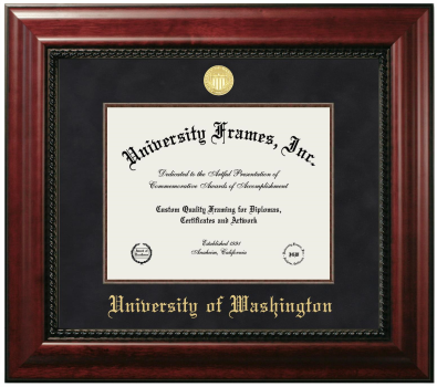 Diploma Frame in Executive with Mahogany Fillet with Black Suede Mat for DOCUMENT: 8 1/2"H X 11"W  