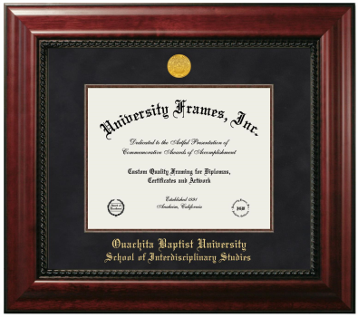 Diploma Frame in Executive with Mahogany Fillet with Black Suede Mat for DOCUMENT: 8 1/2"H X 11"W  