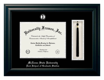 Diploma with Tassel Box Frame in Satin Black with Black & Silver Mats for DOCUMENT: 8 1/2"H X 11"W  