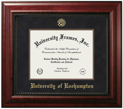 University of Roehampton Diploma Frame in Executive with Mahogany Fillet with Black Suede Mat for DOCUMENT: 8 1/2"H X 11"W  