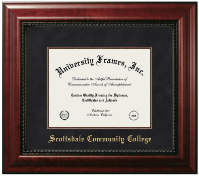 Scottsdale Community College Diploma Frame in Executive with Mahogany Fillet with Black Suede Mat for DOCUMENT: 8 1/2"H X 11"W  