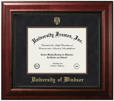 Diploma Frame in Executive with Mahogany Fillet with Black Suede Mat for DOCUMENT: 8 1/2"H X 11"W  