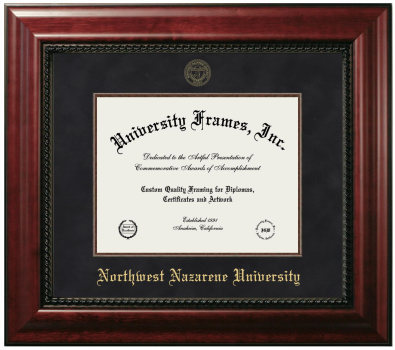 Northwest Nazarene University Diploma Frame in Executive with Mahogany Fillet with Black Suede Mat for DOCUMENT: 8 1/2"H X 11"W  