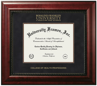 Diploma Frame in Executive with Mahogany Fillet with Black Suede Mat for DOCUMENT: 8 1/2"H X 11"W  