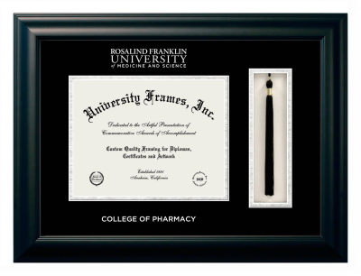 Diploma with Tassel Box Frame in Satin Black with Black & Silver Mats for DOCUMENT: 8 1/2"H X 11"W  