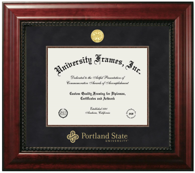 Diploma Frame in Executive with Mahogany Fillet with Black Suede Mat for DOCUMENT: 8 1/2"H X 11"W  