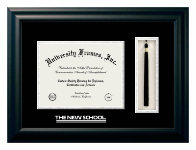 Diploma with Tassel Box Frame in Satin Black with Black & Silver Mats for DOCUMENT: 8 1/2"H X 11"W  