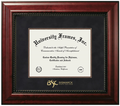 Diploma Frame in Executive with Mahogany Fillet with Black Suede Mat for DOCUMENT: 8 1/2"H X 11"W  