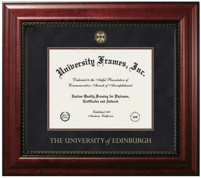 University of Edinburgh Diploma Frame in Executive with Mahogany Fillet with Black Suede Mat for DOCUMENT: 8 1/2"H X 11"W  