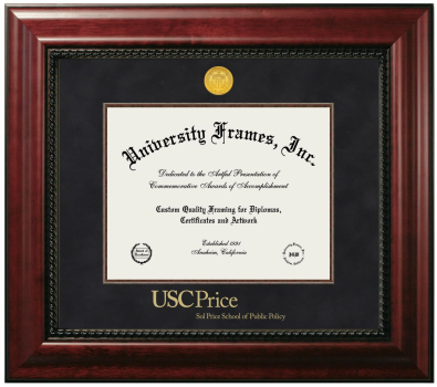 Diploma Frame in Executive with Mahogany Fillet with Black Suede Mat for DOCUMENT: 8 1/2"H X 11"W  