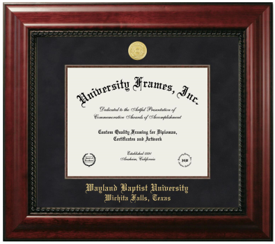 Diploma Frame in Executive with Mahogany Fillet with Black Suede Mat for DOCUMENT: 8 1/2"H X 11"W  