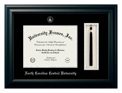 Diploma with Tassel Box Frame in Satin Black with Black & Silver Mats for DOCUMENT: 8 1/2"H X 11"W  