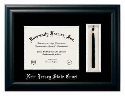 Diploma with Tassel Box Frame in Satin Black with Black & Silver Mats for DOCUMENT: 8 1/2"H X 11"W  