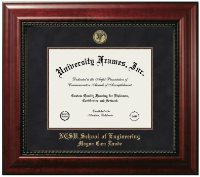 Diploma Frame in Executive with Mahogany Fillet with Black Suede Mat for DOCUMENT: 8 1/2"H X 11"W  