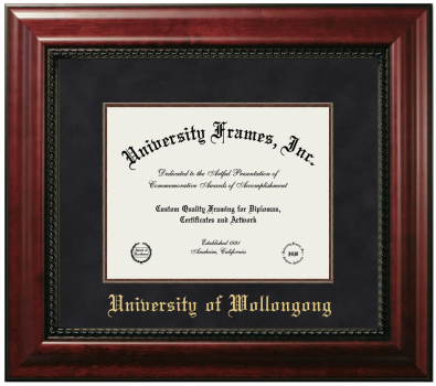 Diploma Frame in Executive with Mahogany Fillet with Black Suede Mat for DOCUMENT: 8 1/2"H X 11"W  