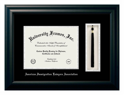 Diploma with Tassel Box Frame in Satin Black with Black & Silver Mats for DOCUMENT: 8 1/2"H X 11"W  