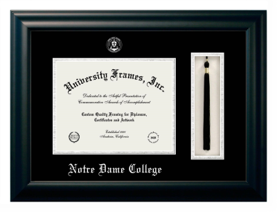 Diploma with Tassel Box Frame in Satin Black with Black & Silver Mats for DOCUMENT: 8 1/2"H X 11"W  