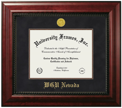 Western Governors University (Nevada) Diploma Frame in Executive with Mahogany Fillet with Black Suede Mat for DOCUMENT: 8 1/2"H X 11"W  