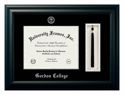 Diploma with Tassel Box Frame in Satin Black with Black & Silver Mats for DOCUMENT: 8 1/2"H X 11"W  