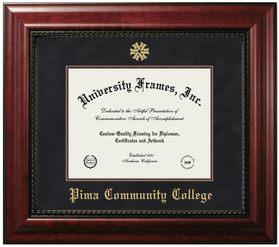 Pima Community College Diploma Frame in Executive with Mahogany Fillet with Black Suede Mat for DOCUMENT: 8 1/2"H X 11"W  