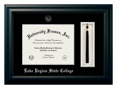 Diploma with Tassel Box Frame in Satin Black with Black & Silver Mats for DOCUMENT: 8 1/2"H X 11"W  