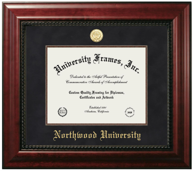 Northwood University Diploma Frame in Executive with Mahogany Fillet with Black Suede Mat for DOCUMENT: 8 1/2"H X 11"W  