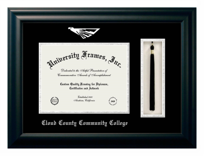 Diploma with Tassel Box Frame in Satin Black with Black & Silver Mats for DOCUMENT: 8 1/2"H X 11"W  