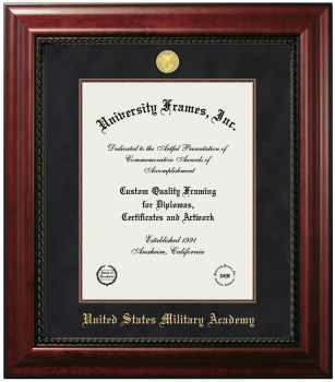 United States Military Academy (West Point) Diploma Frame in Executive with Mahogany Fillet with Black Suede Mat for DOCUMENT: 14"H X 11"W  