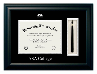 Diploma with Tassel Box Frame in Satin Black with Black & Silver Mats for DOCUMENT: 8 1/2"H X 11"W  