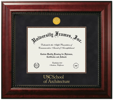 Diploma Frame in Executive with Mahogany Fillet with Black Suede Mat for DOCUMENT: 8 1/2"H X 11"W  