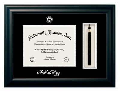 Diploma with Tassel Box Frame in Satin Black with Black & Silver Mats for DOCUMENT: 8 1/2"H X 11"W  