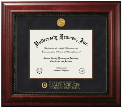 Diploma Frame in Executive with Mahogany Fillet with Black Suede Mat for DOCUMENT: 8 1/2"H X 11"W  