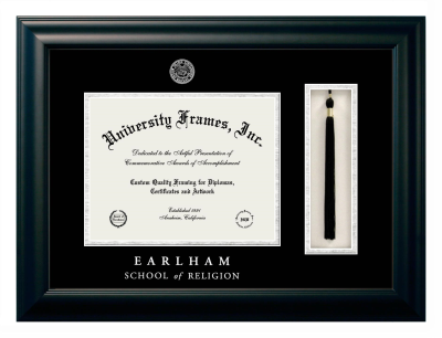 Diploma with Tassel Box Frame in Satin Black with Black & Silver Mats for DOCUMENT: 8 1/2"H X 11"W  