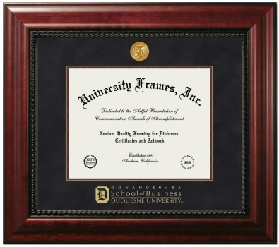 Diploma Frame in Executive with Mahogany Fillet with Black Suede Mat for DOCUMENT: 8 1/2"H X 11"W  