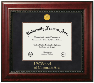 Diploma Frame in Executive with Mahogany Fillet with Black Suede Mat for DOCUMENT: 8 1/2"H X 11"W  