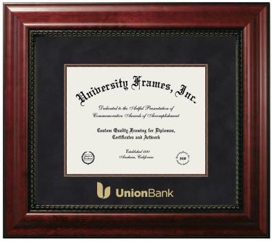 Diploma Frame in Executive with Mahogany Fillet with Black Suede Mat for DOCUMENT: 8 1/2"H X 11"W  