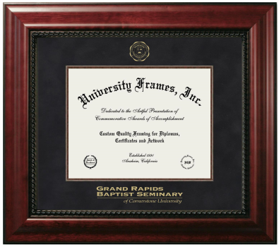 Diploma Frame in Executive with Mahogany Fillet with Black Suede Mat for DOCUMENT: 8 1/2"H X 11"W  