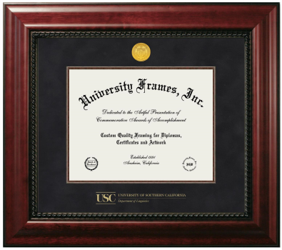 Diploma Frame in Executive with Mahogany Fillet with Black Suede Mat for DOCUMENT: 8 1/2"H X 11"W  