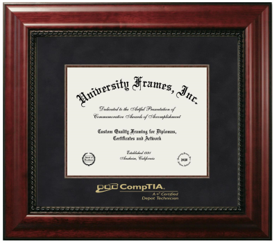 Diploma Frame in Executive with Mahogany Fillet with Black Suede Mat for DOCUMENT: 8 1/2"H X 11"W  